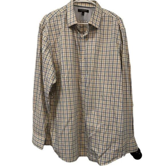 BANANA REPUBLIC button down up shirt plaid XL non iron slim fit - Picture 1 of 5